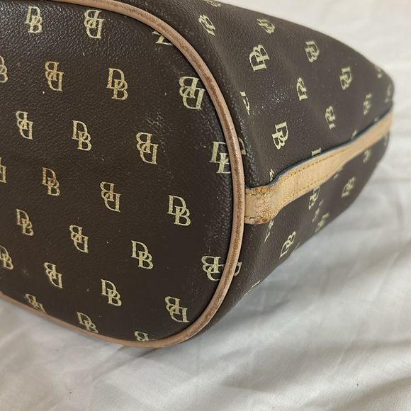 Dooney & Bourke | Monogram Logo Mini Hobo Bucket Bag Purse Leather Vinyl - Picture 8 of 13